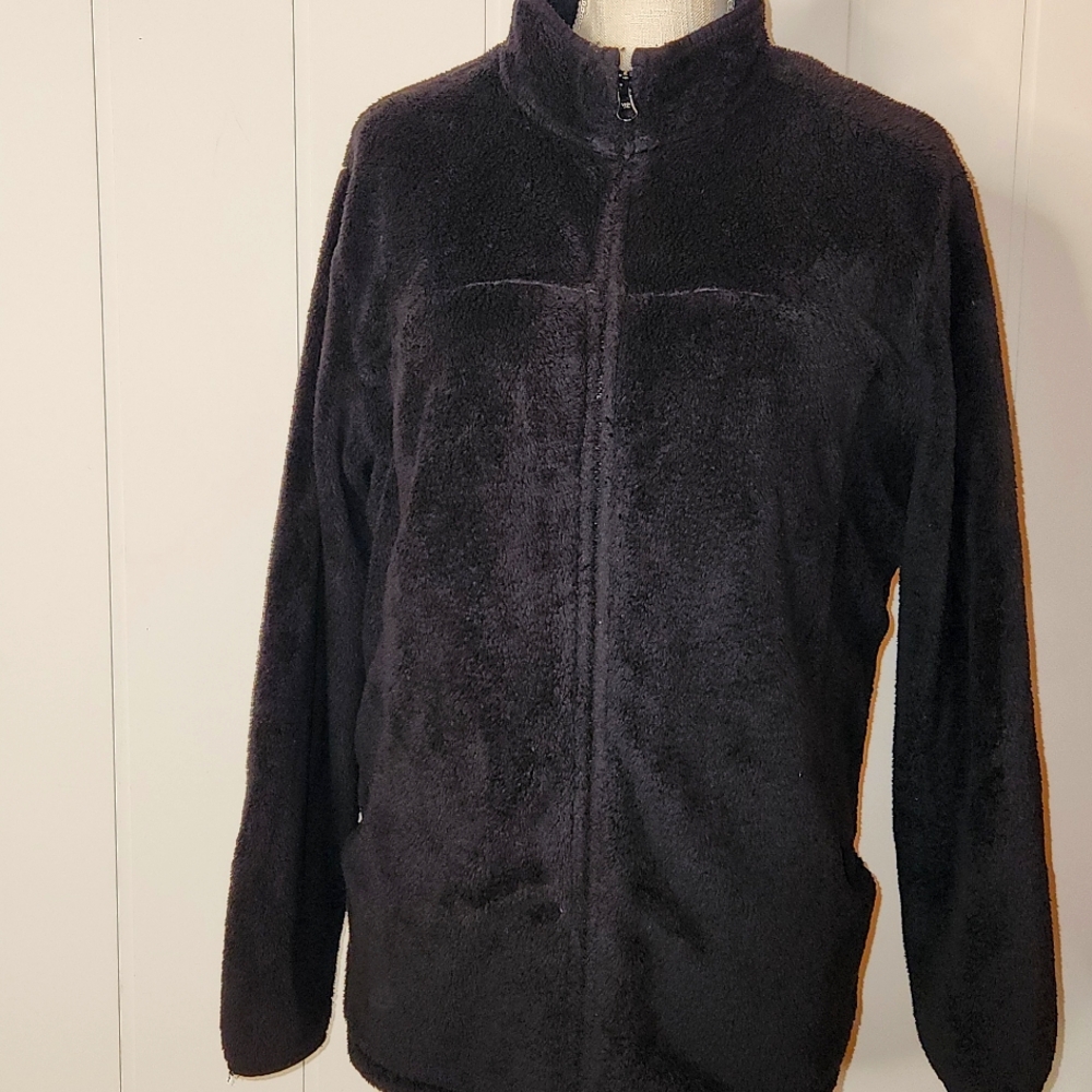 Lands End black full zip  fleece  work everyday jacket size 2xl